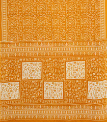 Mustard Printed Jaipur Cotton Saree With Printed Tribal Motifs-JC1748