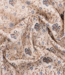White Woven Pure Silk Saree With Printed Bird Motifs-TU3213
