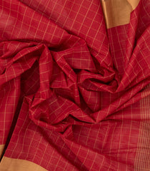 Crimson Handloom Rasipuram Cotton Saree With Checks & Contrast Border-RA2398