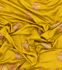 Mustard Woven Synthetic Blended Saree With Embroidered Motifs-EN2084