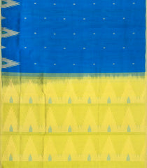 Blue Handloom Silk Cotton Saree With Buttas & Temple Border-SC4667