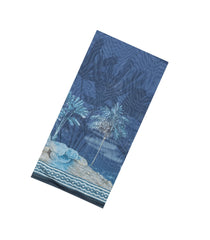 Navy Blue Printed Art Dupion Saree With Floral Motifs-BL6146