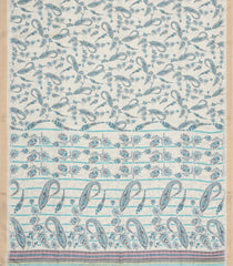 Cream Printed Synthetic Kotha Silk Saree With Zari Border-SY0043