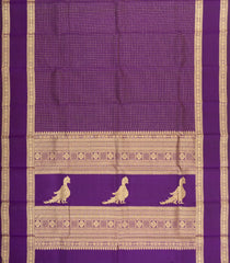 Purple Handloom Kanchipuram Silk Saree With Zari Checks-KA15648