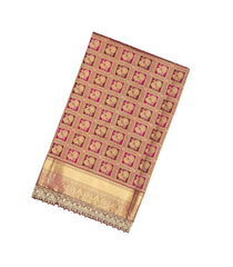 Gold Handloom Silk Saree With Annam Motifs & Hand Embroidered Selvage-EN1721