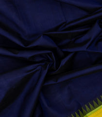 Midnight  Blue Handloom Korvai Silk Cotton Saree With Contrast Temple Border-SC3827