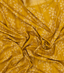 Mustard Woven Synthetic Dola Silk Saree With Printed Floral Motifs-BL4891
