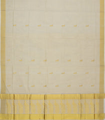 Off White Handloom Kerala Cotton Saree With Peacock Buttas-KEC1033