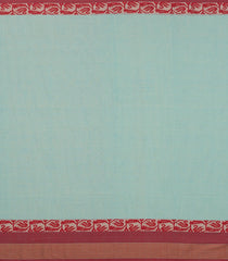 Light Blue Handloom Bengal Cotton Saree With Swan Motifs-BG1561