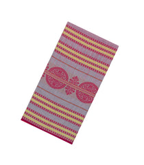 Dusty Pink Handloom Bengal Cotton Saree With Floral Border-BG1635