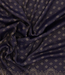Navy Blue Woven Mysore Silk Saree With Floral Zari Motifs-MS3210