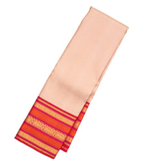 Baby Pink Handloom Korvai Kanchipuram Silk Saree With Floral Jaal Motifs-KA12900