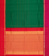 Dark Green Handloom Soft Silk Saree With Contrast Ganga Jamuna Border-SO4277