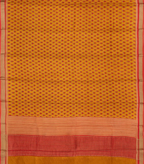 Mustard Woven Pure Silk Saree With Printed Floral Motifs-PS0664