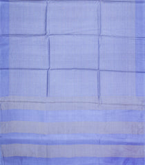 Steel Blue Woven Tussar Silk Saree With Checks & Dotted Motifs-TU3575