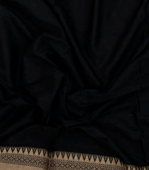 Black Woven Bengal Cotton Saree With Contrast Border-BG1897