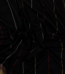 Black Handloom Bhujodi Cotton Saree With Stripes-CC1356