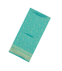 Turquoise Printed Art Dupion Saree With Meena Floral Motifs-BL5870