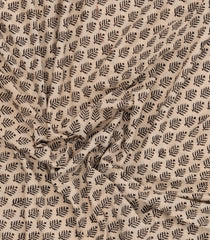 Taupe Printed Jaipur Cotton Saree With Floral Motifs-JC1873
