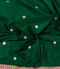 Dark Green Handloom Banarasi Silk Saree With Meenakari Border-BE1759