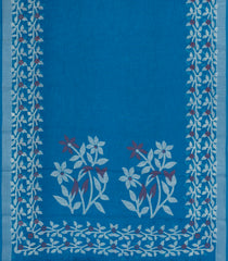 Blue Printed Synthetics Linen Saree With Floral Motifs-BL5232