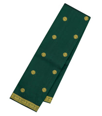 Dark Green Handloom Kanchipuram Silk Saree With Zari Buttas-KA15314