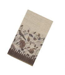 Off White Printed Synthetic Linen Saree with Jhalar-BL5346