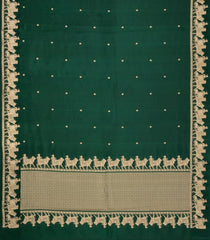 Dark Green Handloom Banarasi Silk Saree With Floral Kanchipuram Butta Silk Sarees-BE1889