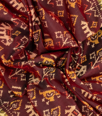 Maroon Handloom Rajkot Patola Silk Saree With Ikat Motifs-IK0439