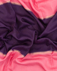 Purple Woven Blended Viscose Saree With Contrast Border-BL5589