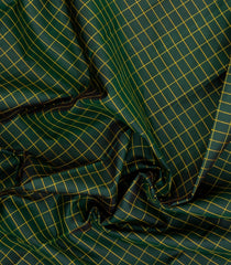 Bottle Green Handloom Kanchipuram Silk Saree With Checks-KA15277