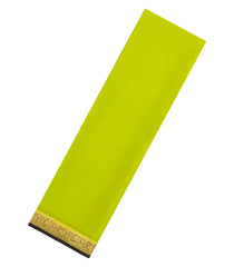 Neon Green Woven Mysore Silk Saree With Contrast Zari Border-MS3328