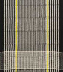 Grey Handloom Chanderi Cotton Tissue Saree With Black Stripes-CC1341