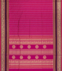 Hot Pink Handloom Silk Cotton Saree With Checks-SC4213