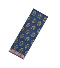 Indigo Printed Chanderi Cotton Saree With Zari Border-CC1629