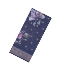 Dark Grey Printed Synthetic Dola Silk Saree With Zari Buttas & Border-SY0253