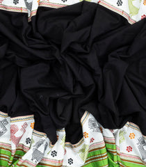 Black Woven Cotton Saree With Kasuti Hand Embroidered Border & Pallu-EN1765
