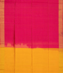 Hot Pink Handloom Silk Cotton Saree With Checks & Contrast Pallu-SC3819