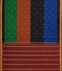 Multi Colour Handloom Kanchipuram Silk Saree With Stripes & Buttas-KA14722
