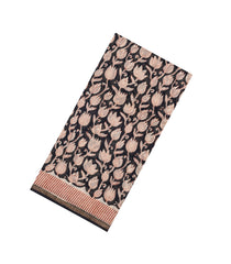 Black Printed Chanderi Cotton Saree With Floral Motifs-CC1761