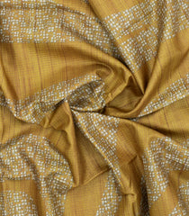 Mustard Printed Synthetic Tussar Silk Saree With Zari Checks & Motifs-SY0380