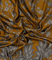 Mustard Printed Art Tussar Saree With Zari Border-BL5098