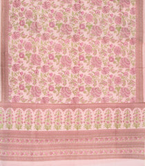 Baby Pink Handloom Chanderi Cotton Saree With Printed Floral Motifs-CC1252