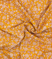 Orange Printed Kalamkari Cotton Saree-KAL1256