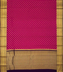 Pink Mysore Crepe Silk Saree With Floral Motifs & Contrast Border