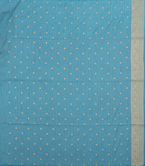 Steel Blue Woven Art Dupion Saree With Floral Motifs-BL4741