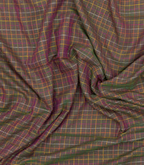 Dark Beige Handloom Bengal Cotton Saree With Checks-BG1998