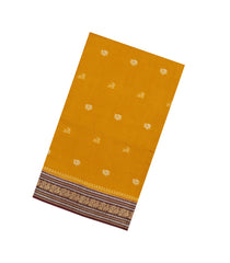 Mustard Woven Blended Viscose With Zari Checks & Buttas-BL5554