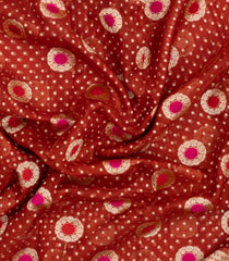 Crimson Woven Pure Organza Silk Saree With Meena Floral Motifs-KS1110