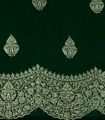 Bottle Green Woven Synthetic Blended Saree With Embroidered Motifs-EN2016